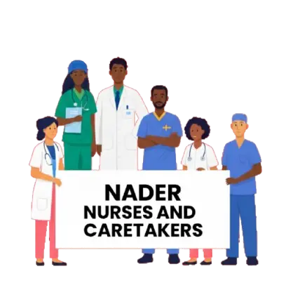 Home Care Services in Riyadh: This image portrays a unified group of six healthcare professionals—nurses and caretakers—standing together and holding a sign that reads "NADER NURSES AND CARETAKERS." Here's a breakdown of what it conveys: 🩺 Visual Elements Diverse Roles: The individuals are dressed in various medical uniforms like scrubs and lab coats, suggesting a mix of roles such as registered nurses, caretakers, and possibly medical technicians. Unity and Teamwork: Their close formation and shared sign symbolize solidarity, teamwork, and collective identity. Professional Pride: Their confident postures and attire reflect pride in their profession and a commitment to caregiving. 🧠 Possible Meaning Organizational Representation: "Nader Nurses and Caretakers" likely refers to a healthcare team, agency, or initiative focused on nursing and caregiving services. Advocacy or Promotion: The image could be used for promotional purposes, recruitment, or to highlight the importance of healthcare workers in a community or institution.